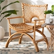 Pemberly Row Natural Rattan Openwork Arm Chair with Curved Legs