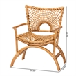 Pemberly Row Natural Rattan Openwork Arm Chair with Curved Legs