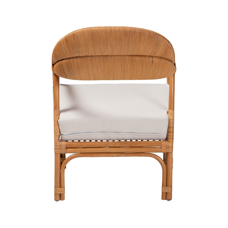 Pemberly Row Light Honey Rattan Arm Chair with Woven Backrest
