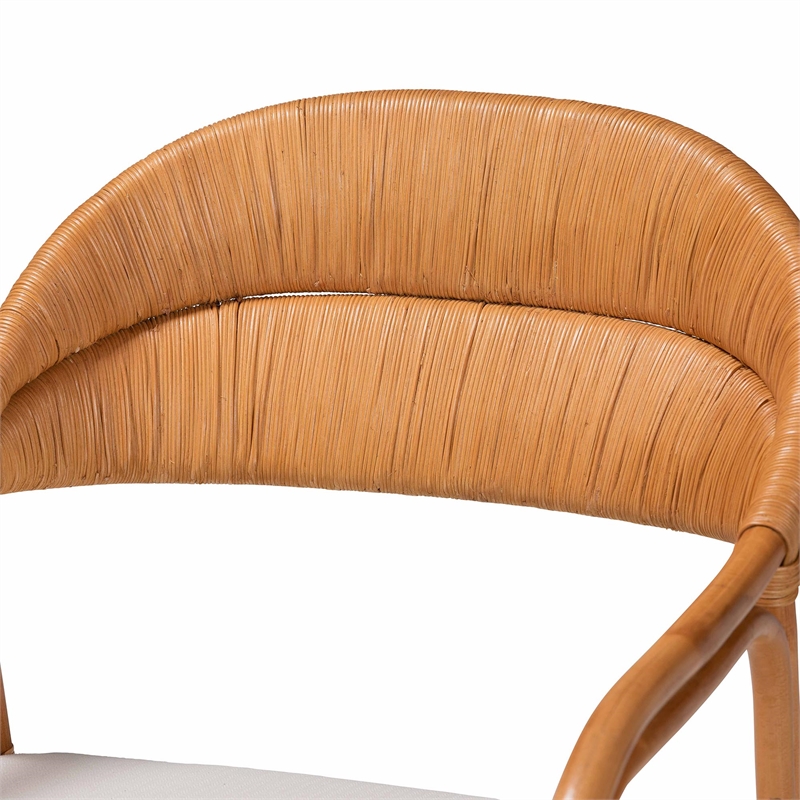 Pemberly Row Light Honey Rattan Arm Chair with Woven Backrest