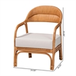 Pemberly Row Light Honey Rattan Arm Chair with Woven Backrest