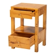 Pemberly Row Natural Mappa Burl Wood 2-Drawer Nightstand with Open Shelf