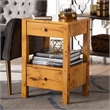 Pemberly Row Natural Mappa Burl Wood 2-Drawer Nightstand with Open Shelf