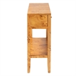 Pemberly Row Natural Mappa Burl Wood 2-Drawer Console Table with Shelf