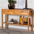 Pemberly Row Natural Mappa Burl Wood 2-Drawer Console Table with Shelf