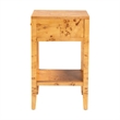 Pemberly Row Natural Mappa Burl Wood 1-Drawer Nightstand with Open Shelf