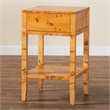 Pemberly Row Natural Mappa Burl Wood 1-Drawer Nightstand with Open Shelf