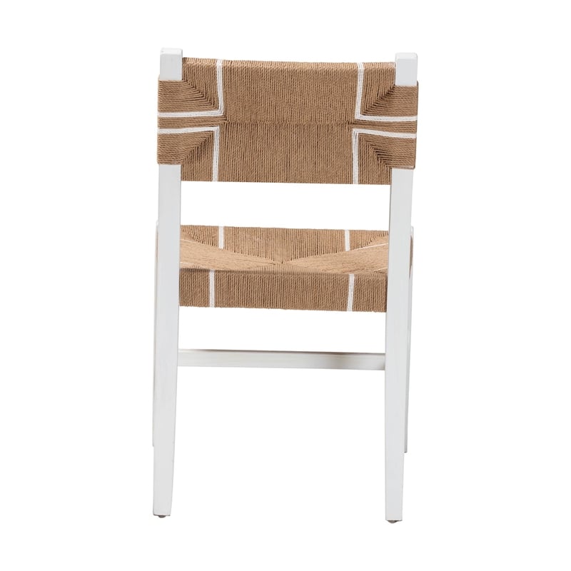 Pemberly Row Paper Loom and White Mahogany Wood Dining Chair