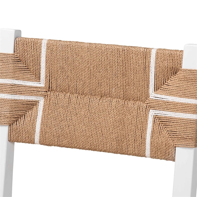 Pemberly Row Paper Loom and White Mahogany Wood Dining Chair
