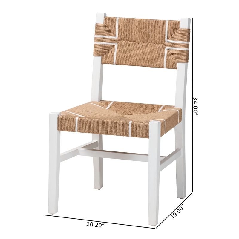 Pemberly Row Paper Loom and White Mahogany Wood Dining Chair