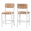 Pemberly Row Paper Loom and White Mahogany Wood 2-Piece Bar Stool Set