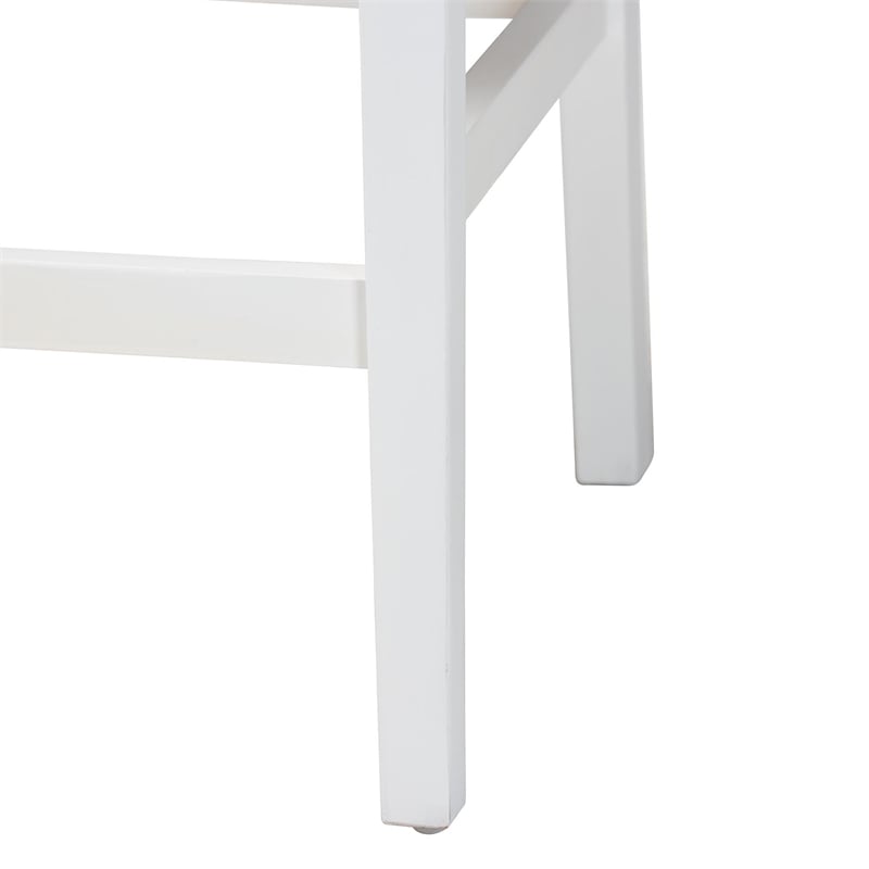 Pemberly Row Paper Loom and White Mahogany Wood 2-Piece Bar Stool Set