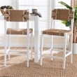 Pemberly Row Paper Loom and White Mahogany Wood 2-Piece Bar Stool Set