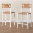 Pemberly Row Paper Loom and White Mahogany Wood 2-Piece Bar Stool Set