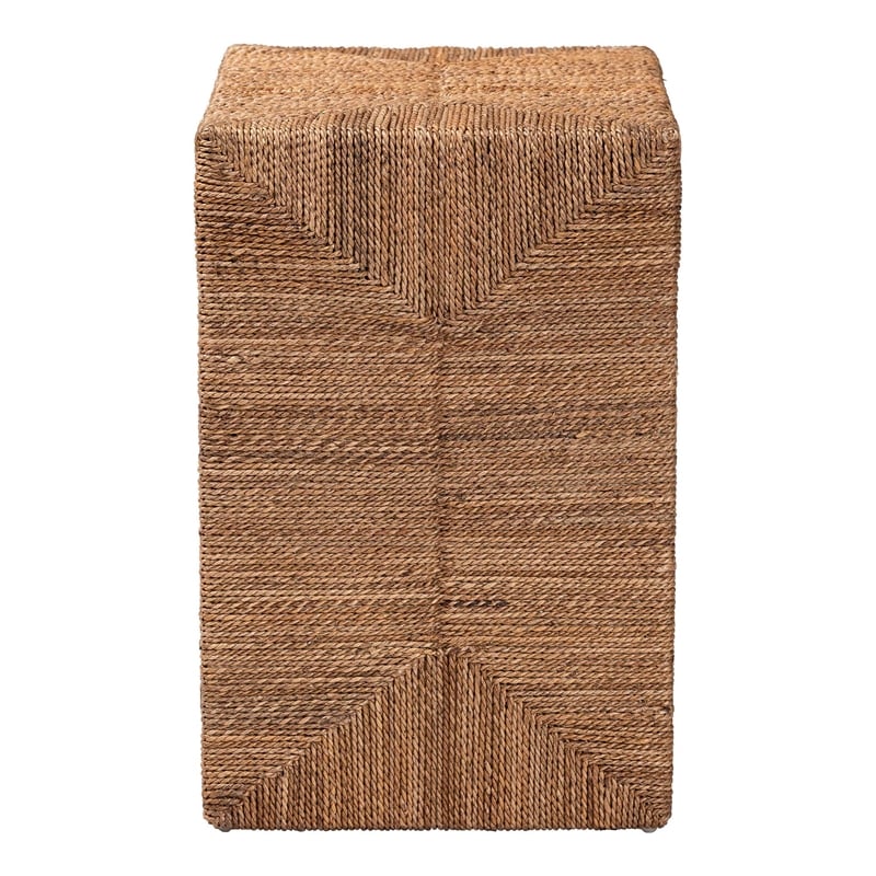 Pemberly Row Natural Seagrass and Acacia Wood 3-Shelf End Table