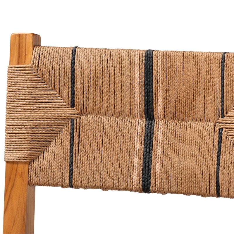 Pemberly Row Paper Loom and Natural Mahogany Wood Dining Chair
