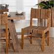 Pemberly Row Paper Loom and Natural Mahogany Wood Dining Chair