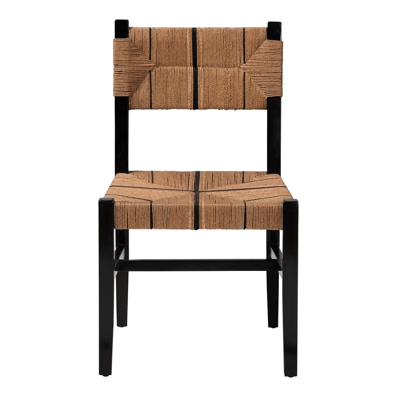 Pemberly Row Paper Loom and Black Mahogany Wood Dining Chair