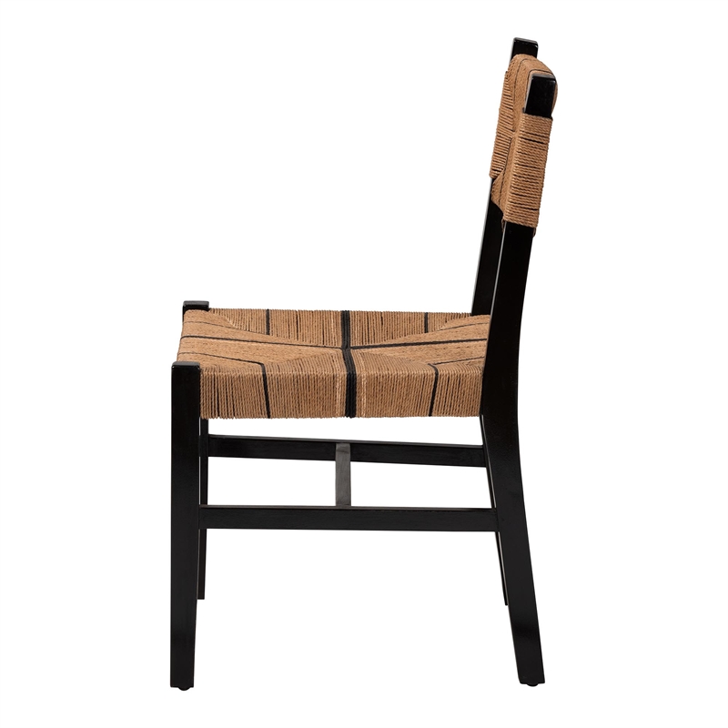 Pemberly Row Paper Loom and Black Mahogany Wood Dining Chair