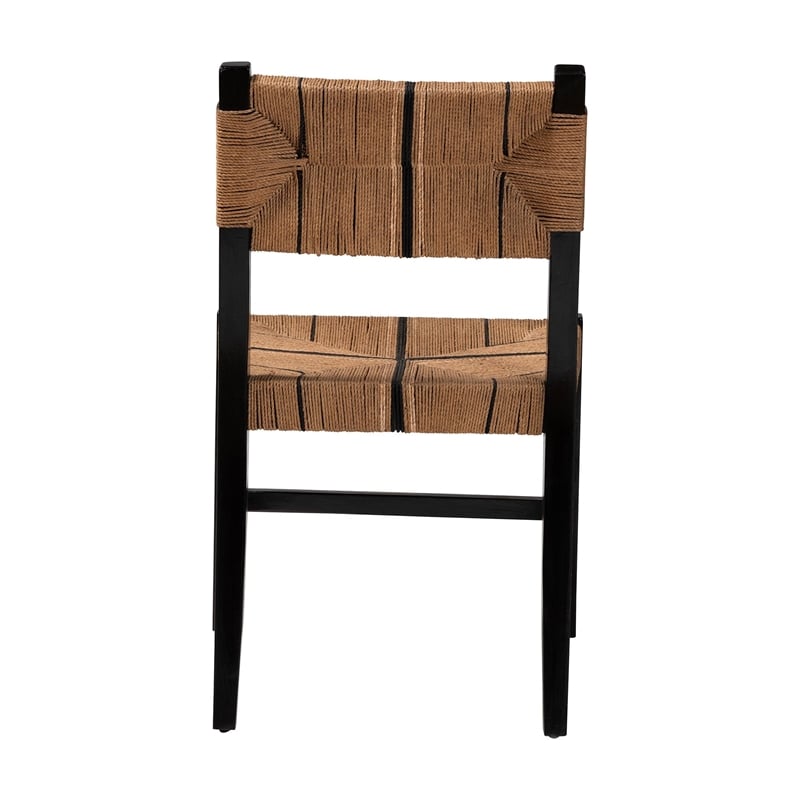 Pemberly Row Paper Loom and Black Mahogany Wood Dining Chair