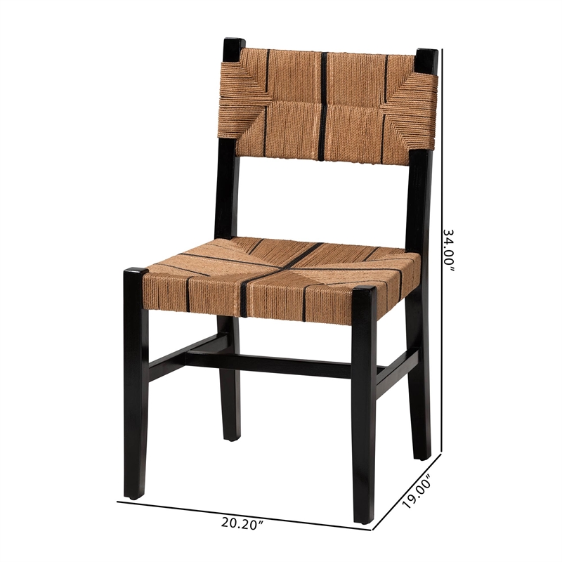 Pemberly Row Paper Loom and Black Mahogany Wood Dining Chair