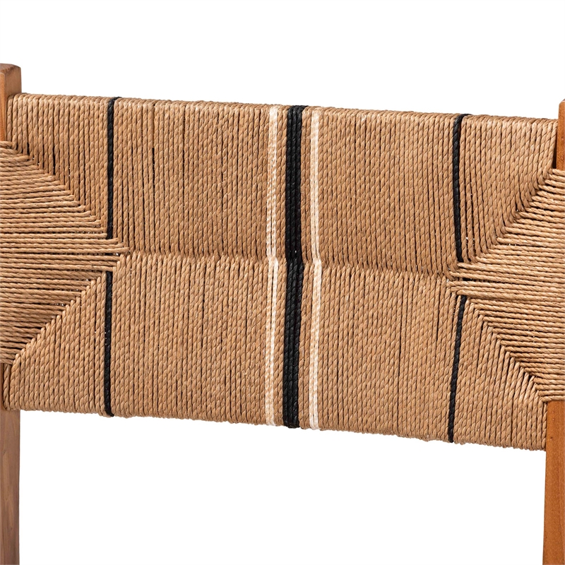 Pemberly Row Paper Loom and Natural Mahogany Wood 2-Piece Counter Stool Set