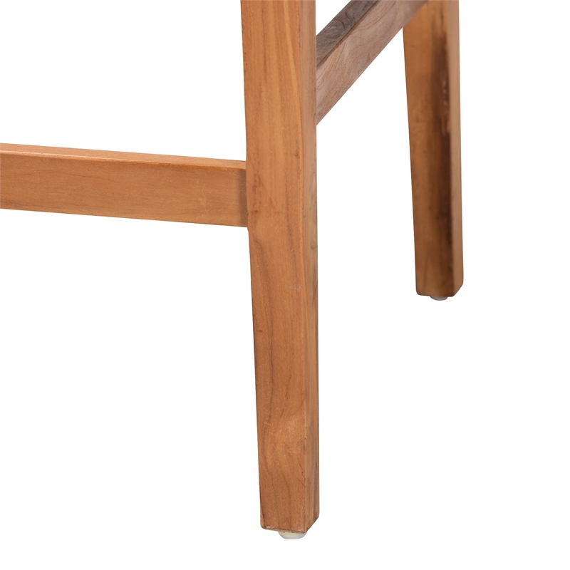 Pemberly Row Paper Loom and Natural Mahogany Wood 2-Piece Counter Stool Set