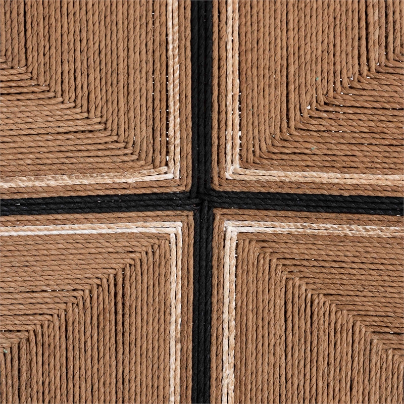 Pemberly Row Paper Loom and Natural Mahogany Wood 2-Piece Counter Stool Set