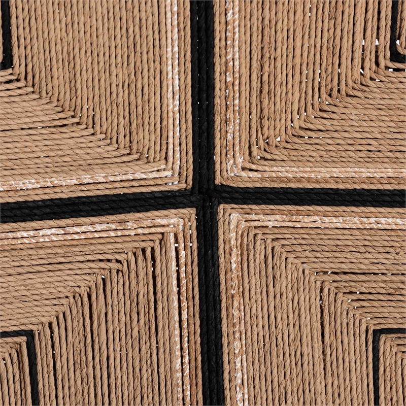 Pemberly Row Paper Loom and Black Mahogany Wood 2-Piece Counter Stool Set