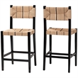 Pemberly Row Paper Loom and Black Mahogany Wood 2-Piece Bar Stool Set