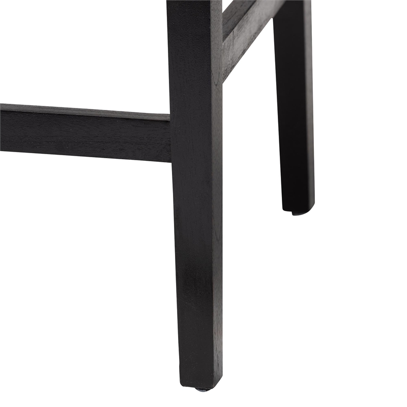 Pemberly Row Paper Loom and Black Mahogany Wood 2-Piece Bar Stool Set