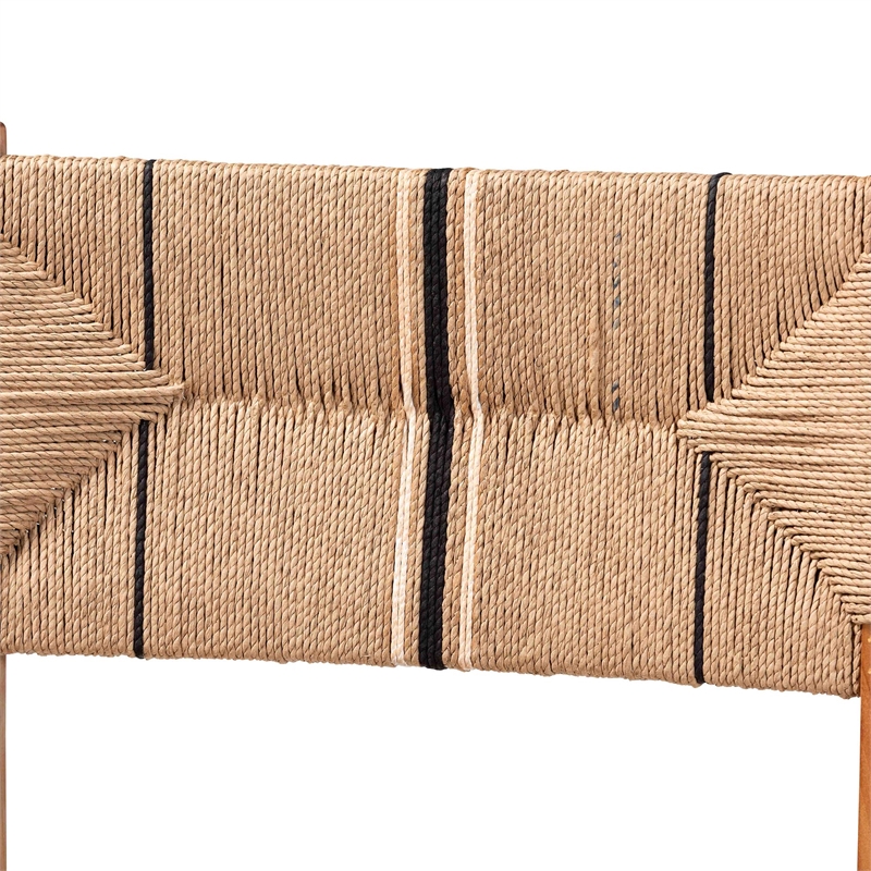 Pemberly Row Paper Loom and Natural Mahogany Wood 2-Piece Bar Stool Set