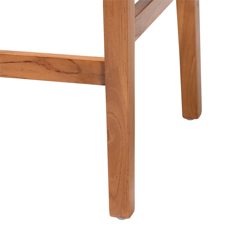 Pemberly Row Paper Loom and Natural Mahogany Wood 2-Piece Bar Stool Set