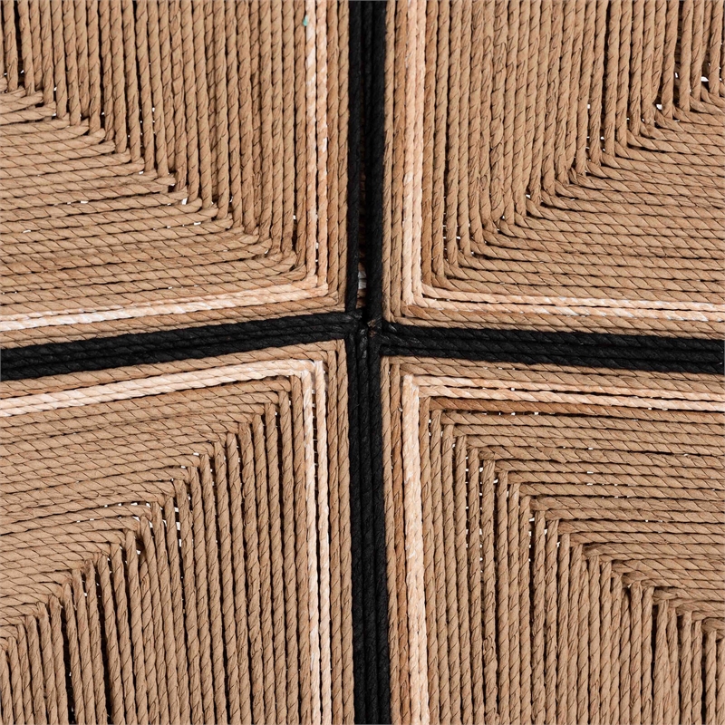 Pemberly Row Paper Loom and Natural Mahogany Wood 2-Piece Bar Stool Set