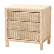 Pemberly Row Sun-Bleached Rattan 3-Drawer Nightstand with Braided Detail