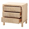Pemberly Row Sun-Bleached Rattan 3-Drawer Nightstand with Braided Detail