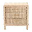Pemberly Row Sun-Bleached Rattan 3-Drawer Nightstand with Braided Detail