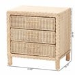 Pemberly Row Sun-Bleached Rattan 3-Drawer Nightstand with Braided Detail