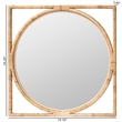 Pemberly Row Contemporary Natural Rattan Square-Frame Round Wall Mirror