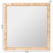 Pemberly Row Natural Rattan and Mahogany Wood Square Accent Wall Mirror