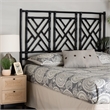 Pemberly Row Black Rattan Queen Standalone Headboard with Geometric Openwork