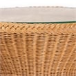 Pemberly Row Light Honey Braided Rattan Hourglass End Table with Glass Top