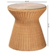 Pemberly Row Light Honey Braided Rattan Hourglass End Table with Glass Top
