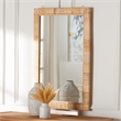 Pemberly Row Natural Rattan and Mahogany Wood Rectangle Accent Wall Mirror