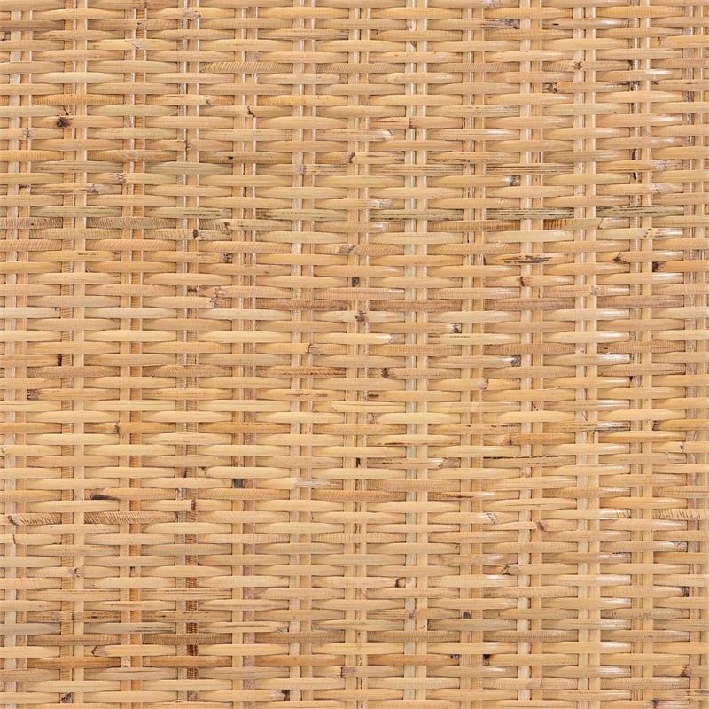 Pemberly Row Light Honey Rattan and Wood Rectangular Coffee Table with Shelf