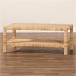 Pemberly Row Light Honey Rattan and Wood Rectangular Coffee Table with Shelf