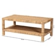 Pemberly Row Light Honey Rattan and Wood Rectangular Coffee Table with Shelf
