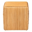 Pemberly Row Light Honey Rattan and Mahogany Wood Square Footstool