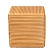 Pemberly Row Light Honey Rattan and Mahogany Wood Square Footstool