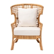 Pemberly Row Light Honey Rattan Lattice Arm Chair with Flared Armrests